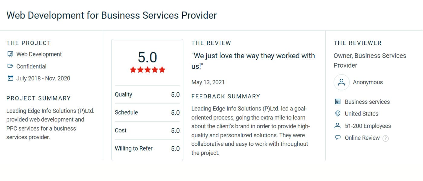 Web Development for Business Services Provider