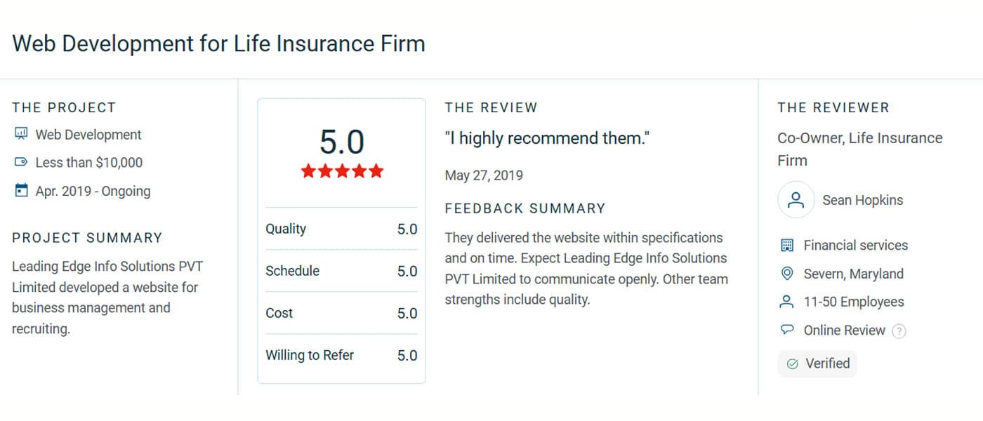 Web Development for Life Insurance Firm